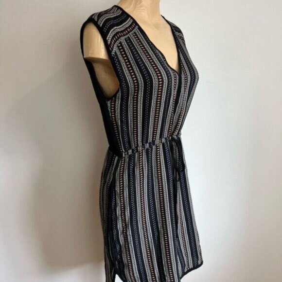 Melissa Nepton Women’s Medium Black Roxy Hi Low Short Dress Tie Short Sleeve - Picture 2 of 16